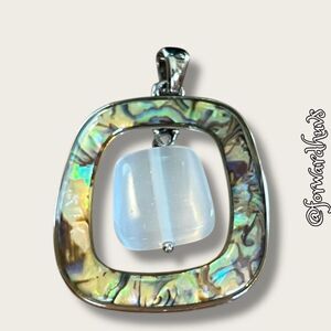 Bundle Sale 3 for $15 | Silver-Tone Abalone Pendant | Faux Moonstone